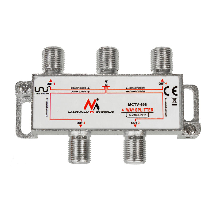 Rozgałęźnik satelitarny splitter 4 wyjścia 1/4 Unicable MCTV-498 Maclean 5-2400MHz