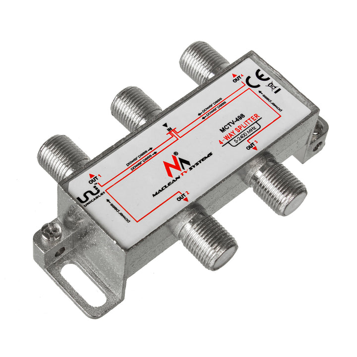 Rozgałęźnik satelitarny splitter 4 wyjścia 1/4 Unicable MCTV-498 Maclean 5-2400MHz