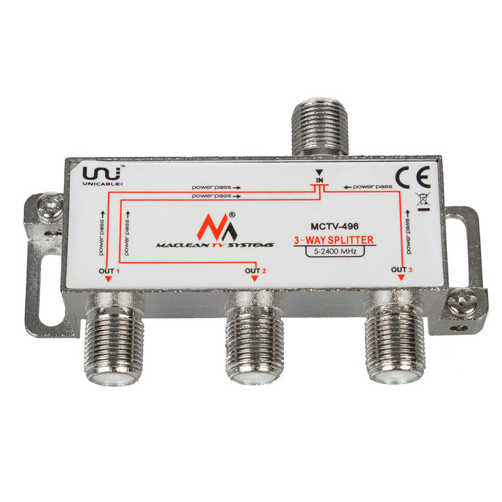 Rozgałęźnik satelitarny splitter trójnik 3 wyjścia 1/3 Unicable MCTV-496 Maclean 5-2400MHz