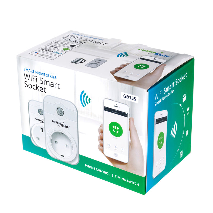 Inteligentne gniazdo WiFi GreenBlue GB155G Może być obsługiwane za pomocą aplikacji iOS lub Android