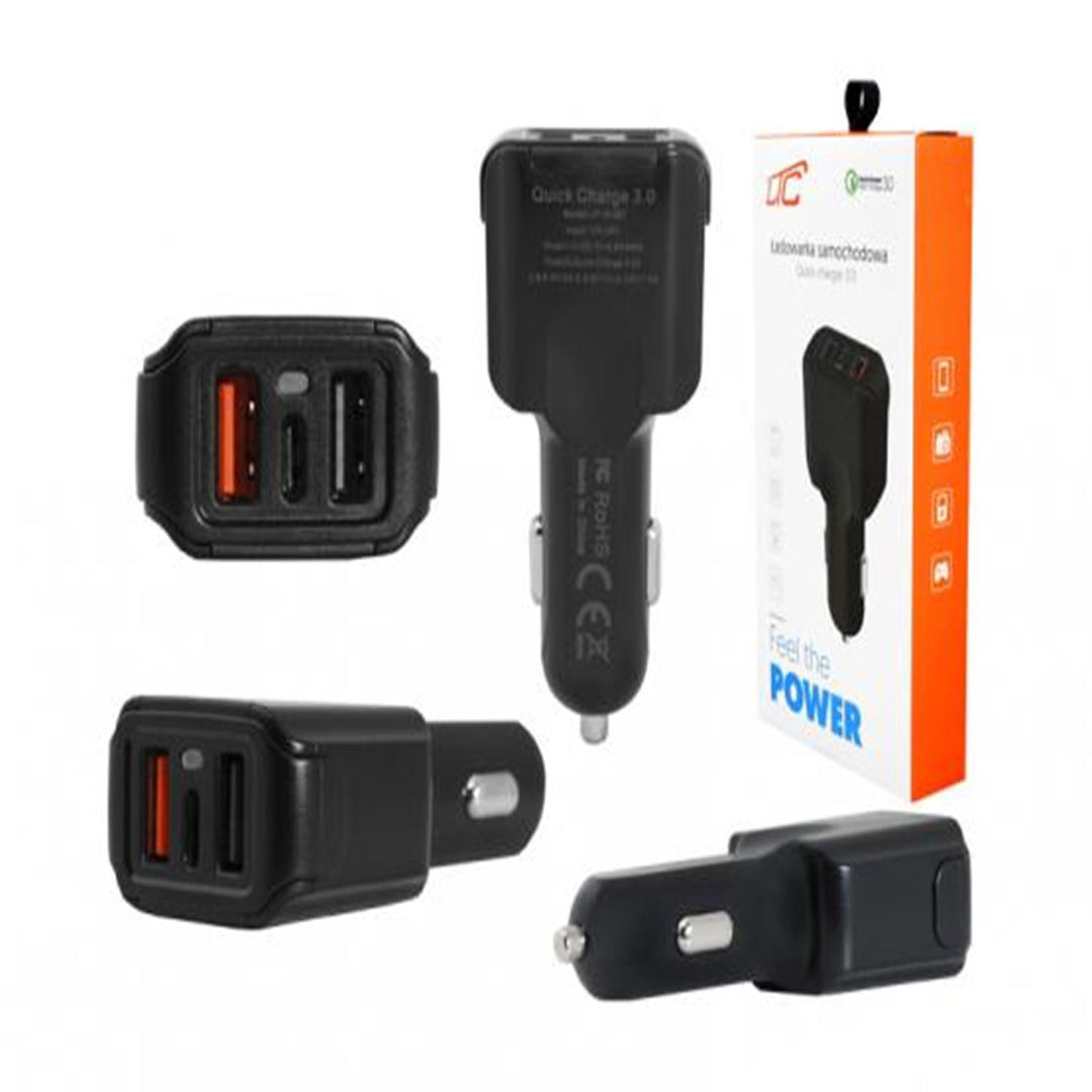 Ładowarka samochodowa 2xUSB+USB-C LTC Quick Charger 3.0