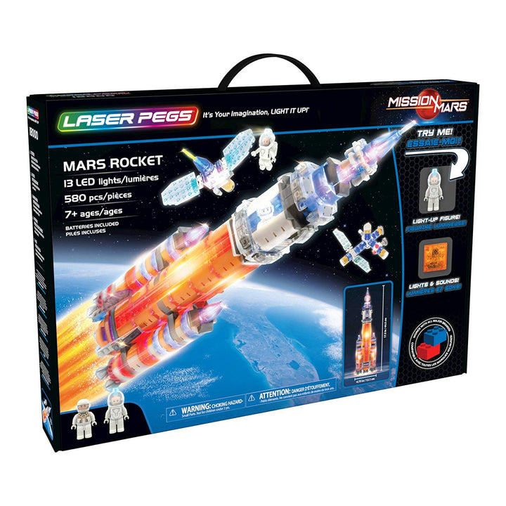 Klocki świecące LED Laser Pegs Mars Rocket zestaw 580 klocków