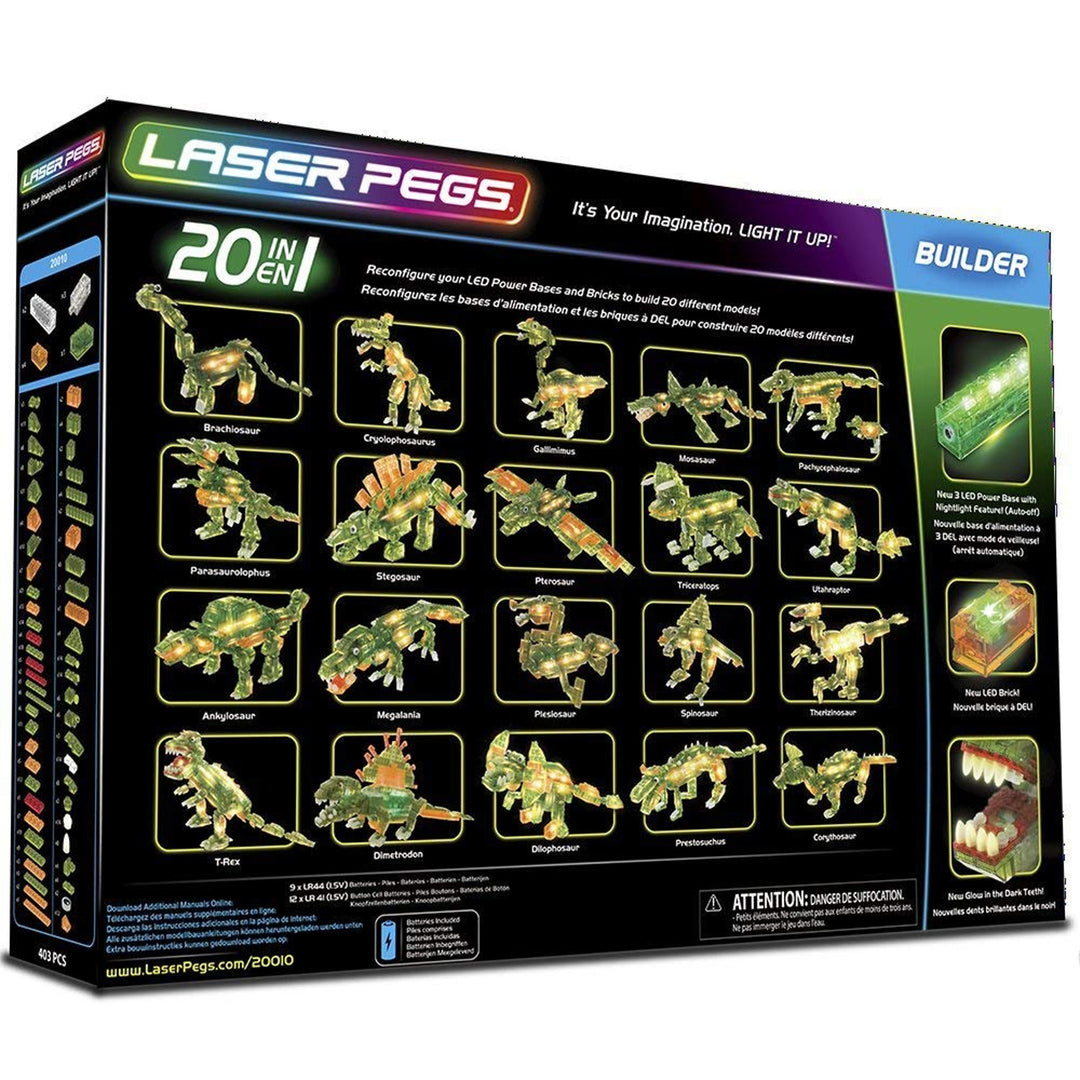 Klocki świecące LED Laser Pegs T-Rex 20w1  Stałe źródła światła