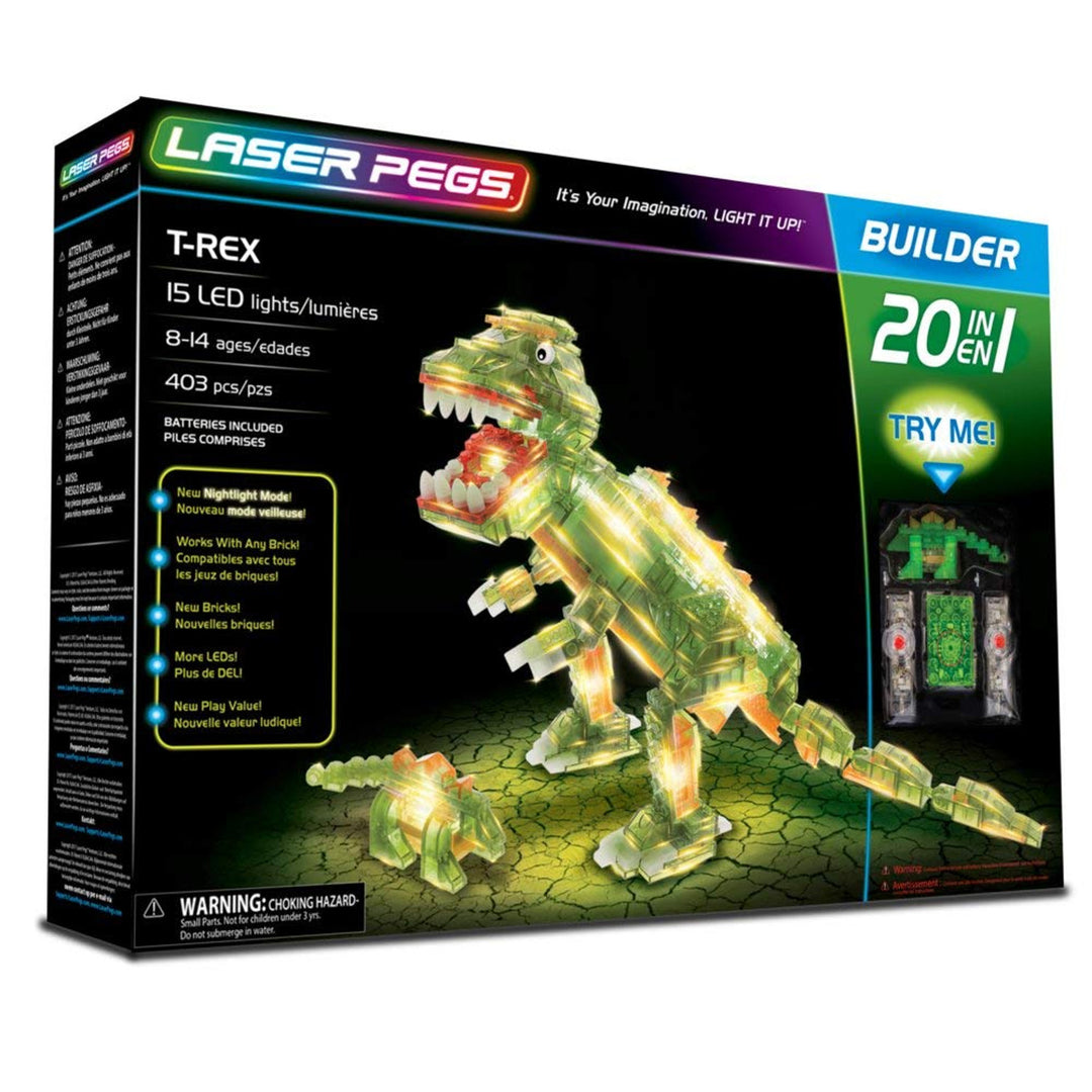 Klocki świecące LED Laser Pegs T-Rex 20w1  Stałe źródła światła