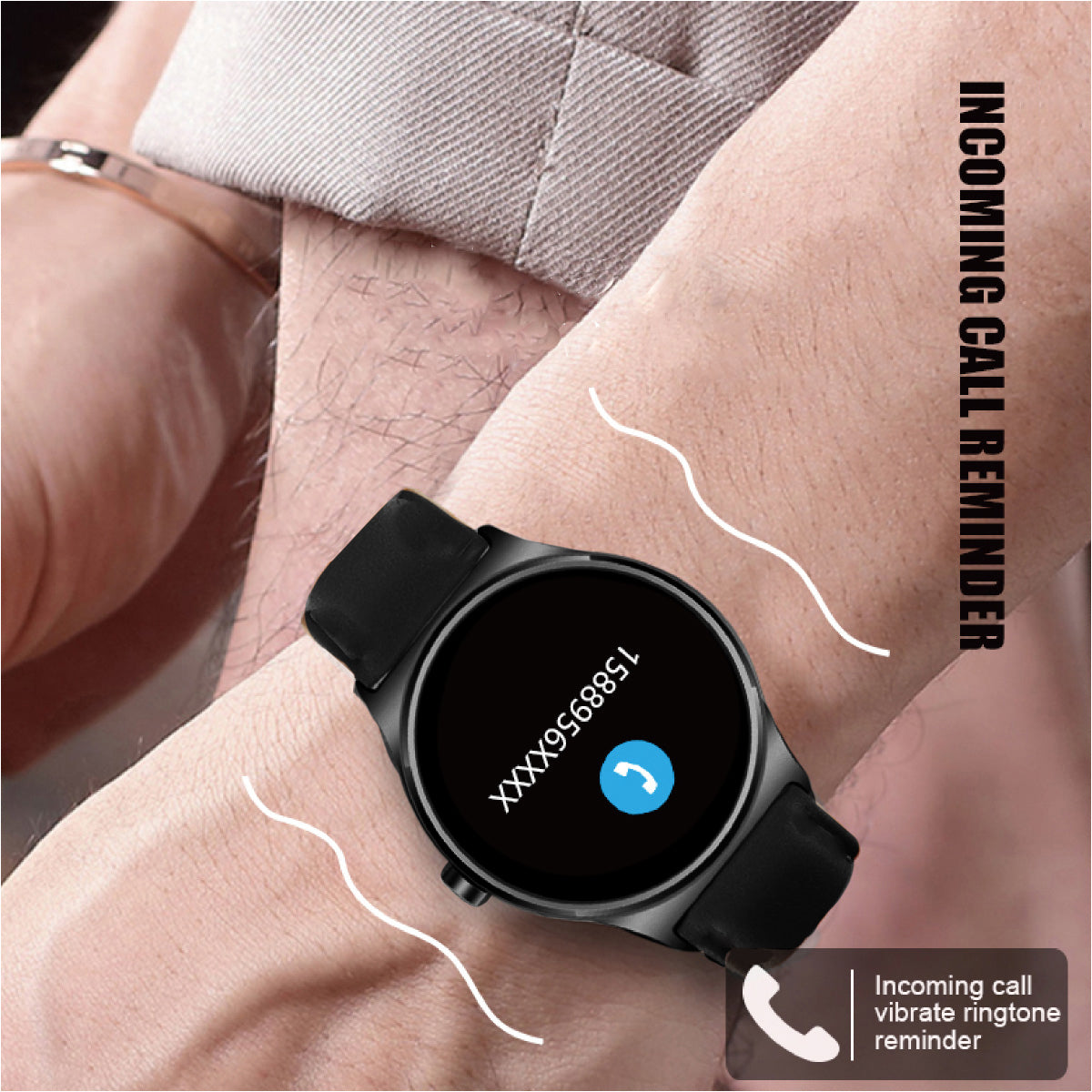 Smartwatch inteligentny zegarek RS100 bluetooth, heart rate NanoRS czarny