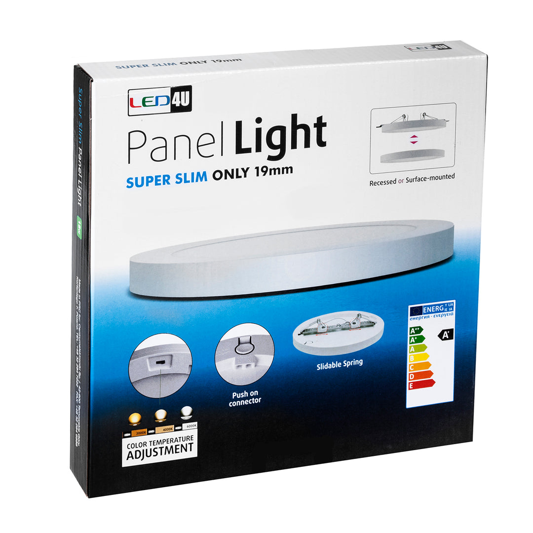 Panel plafon LED 6in1 podtynkowy natynkowy ultra slim 24W 3 kolory (WW, NW, CW) Led4U LD131 wbudowany zasilacz