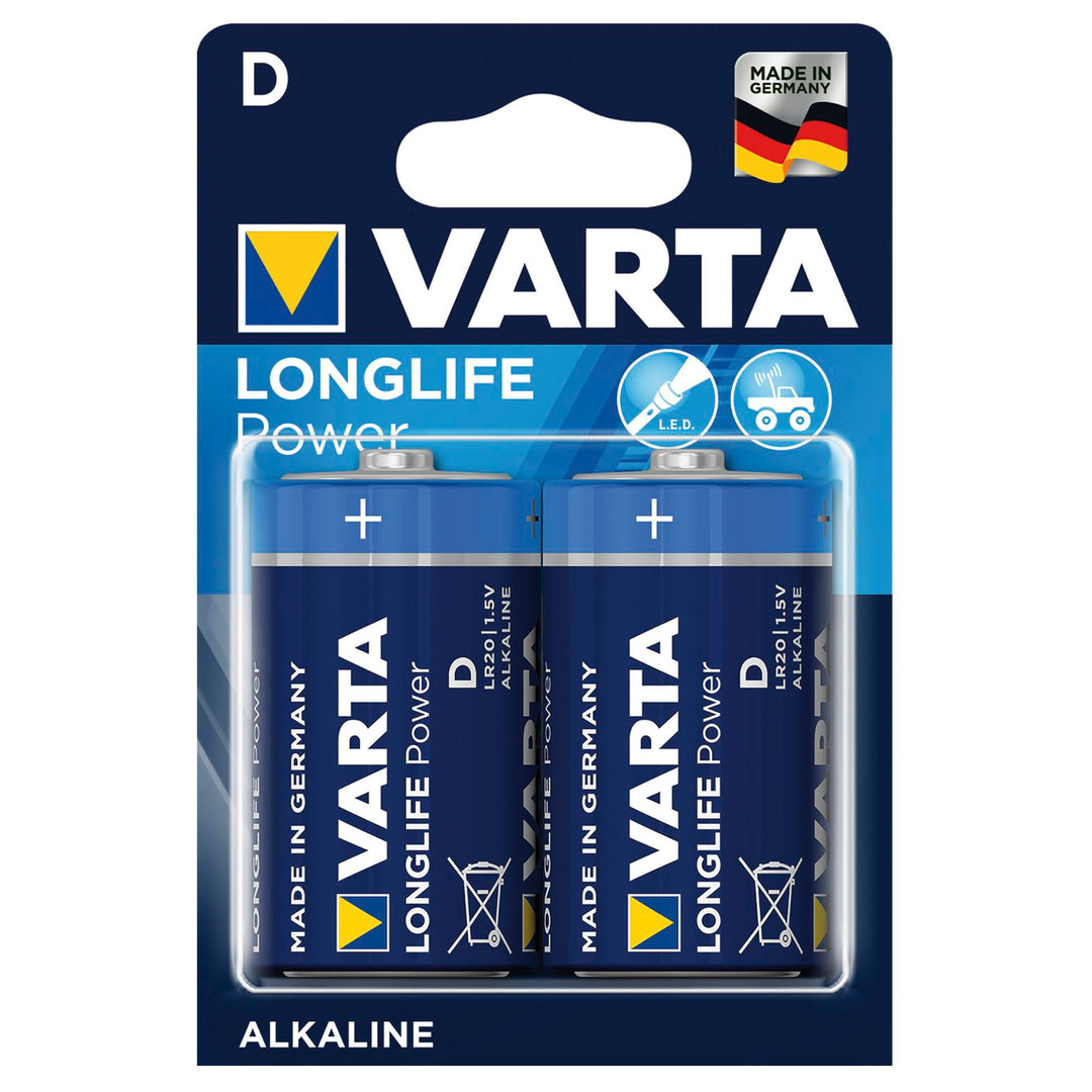 2x baterie alkaliczne Varta Longlife Power R20, wysoka jakość