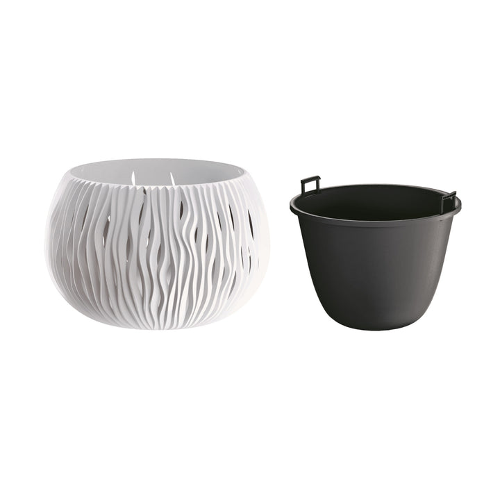 Doniczka z wkładem Prosperplast Sandy Bowl biała DSK290-S449