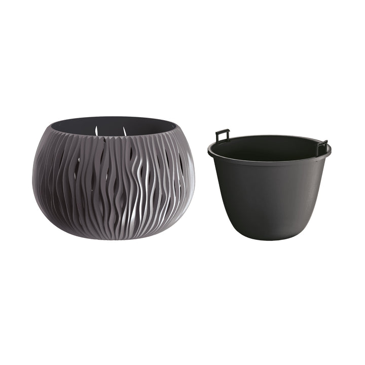 Doniczka z wkładem Prosperplast Sandy Bowl DSK290 S433 antracyt dekoracyjna