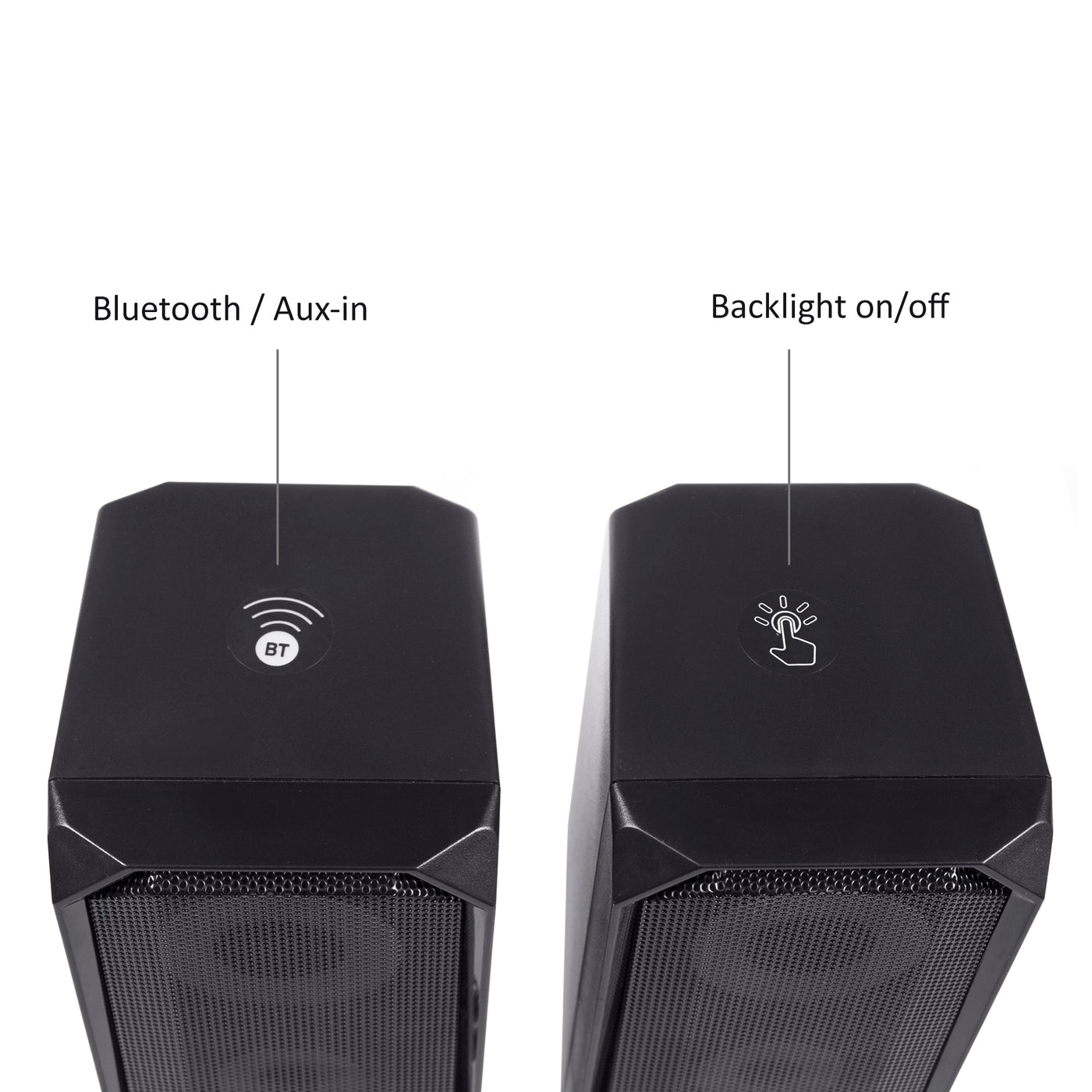 Głośniki komputerowe bluetooth 5.0, 3.5mm mini jack, USB 5v Audiocore AC845 czarne moc 6W - sterowanie dotykowe