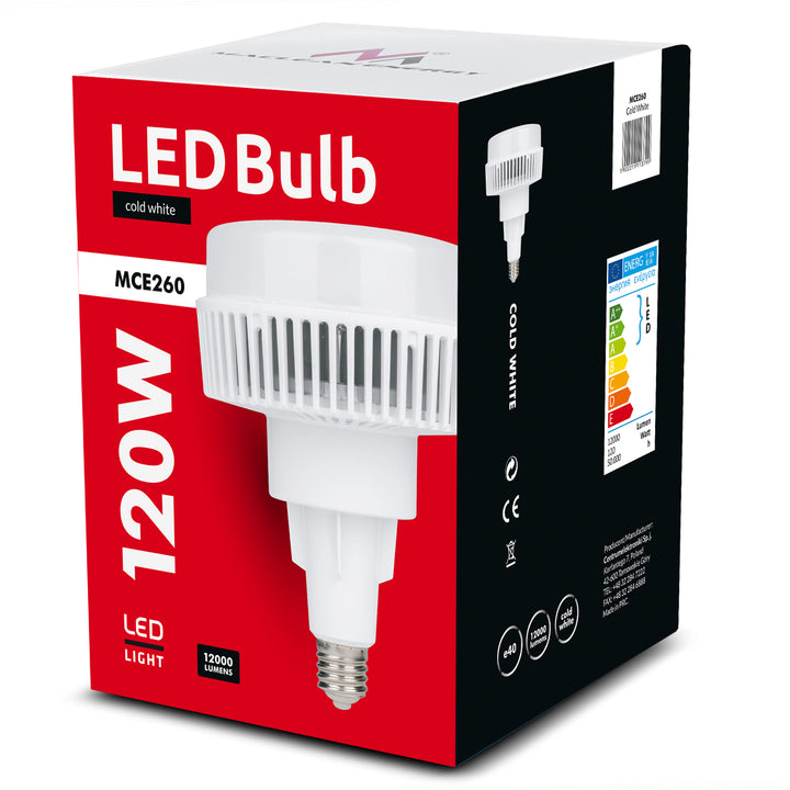 Żarówka LED E40, 120W 230V Maclean Energy MCE260 CW zimna biała 6500K 12000lm