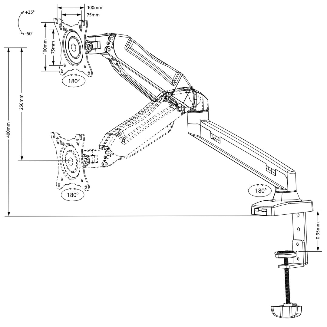 Uchwyt do monitora czarny Maclean MC-860 13"-27" 8 kg