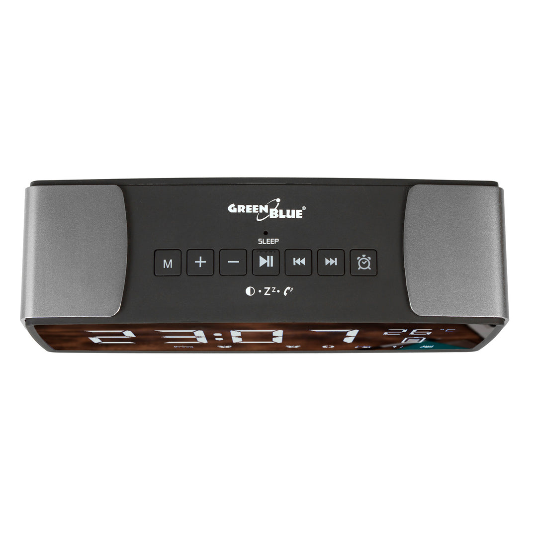 Radiobudzik bluetooth 4.2, FM, aux-in, 6W, temperatura, alarm, zegar, akumulator 2200mAh GreenBlue GB200