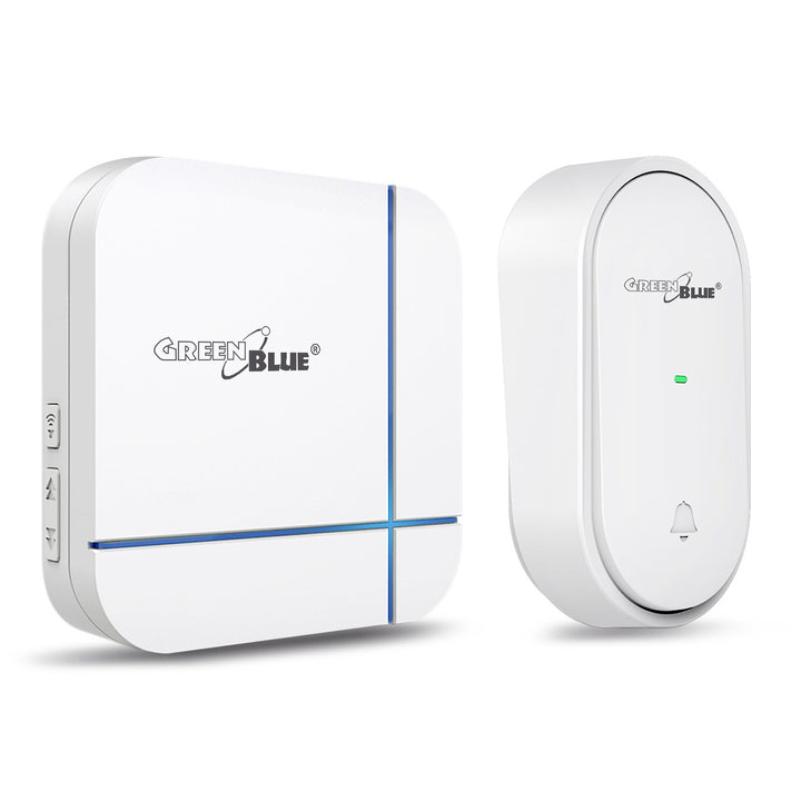 Dzwonek bezprzewodowy kinetyczny bezbateryjny ECO 52 melodie biały GreenBlue GB210 zasięg 150m, 230V IP44