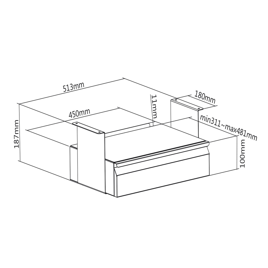 Szuflada ergonomiczna podbiurkowa czarna organizer Maclean MC-875 max 5kg