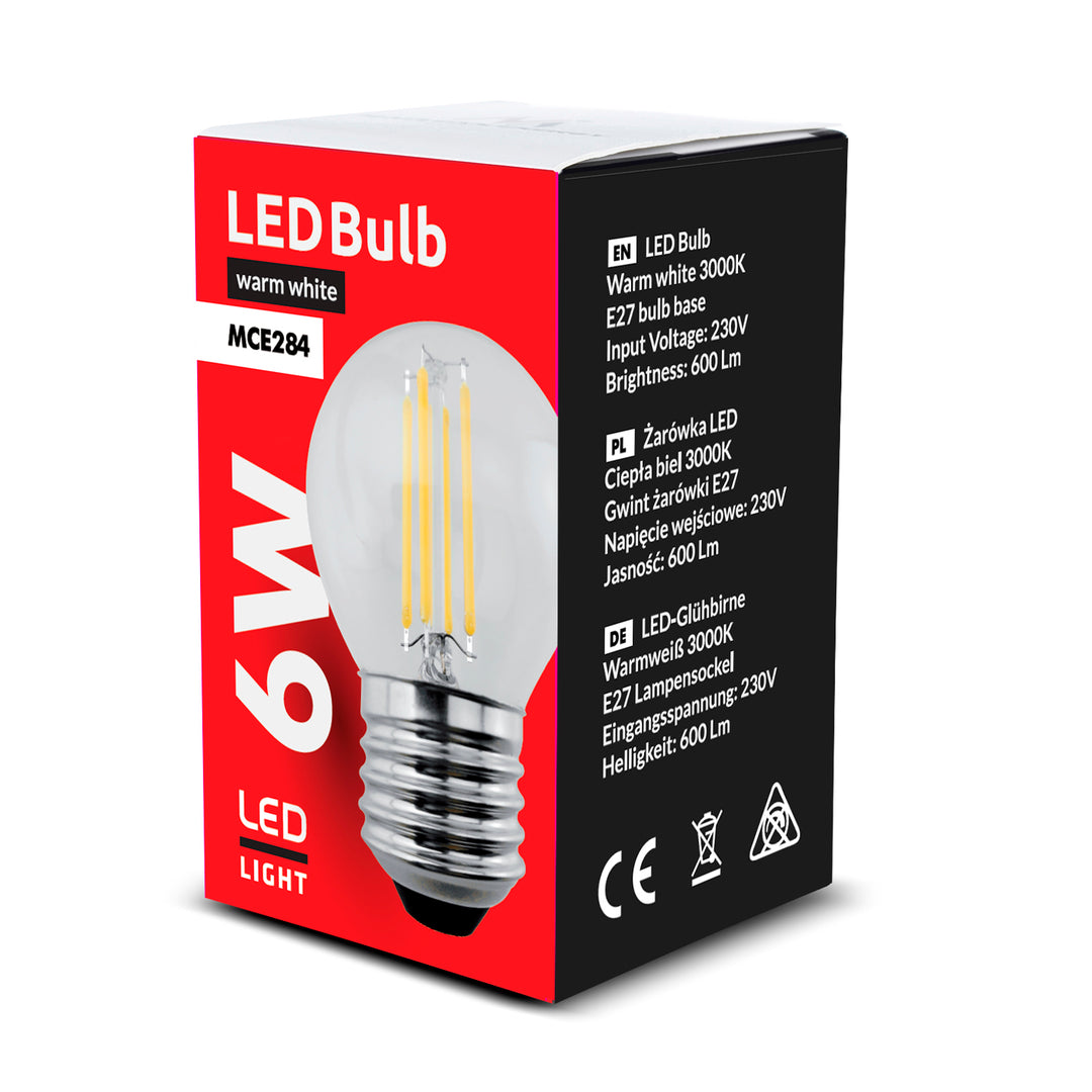 Żarówka filamentowa LED E27, 6W 230V Maclean Energy MCE284 WW ciepła biała 3000K 720lm retro edison ozdobna