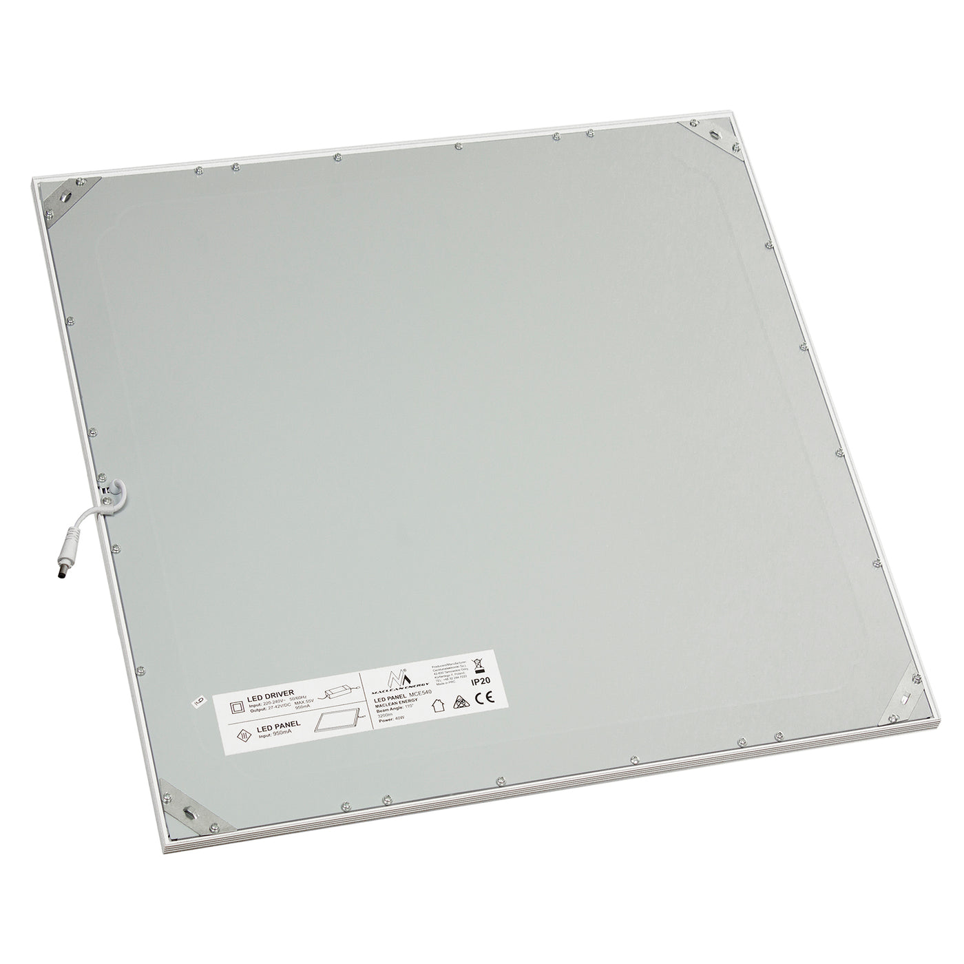 Panel LED sufitowy slim 40W, 3200lm Neutral White (4000K) Maclean Energy MCE540 NW 595x595x8mm raster, funkcja FLICKER-FREE