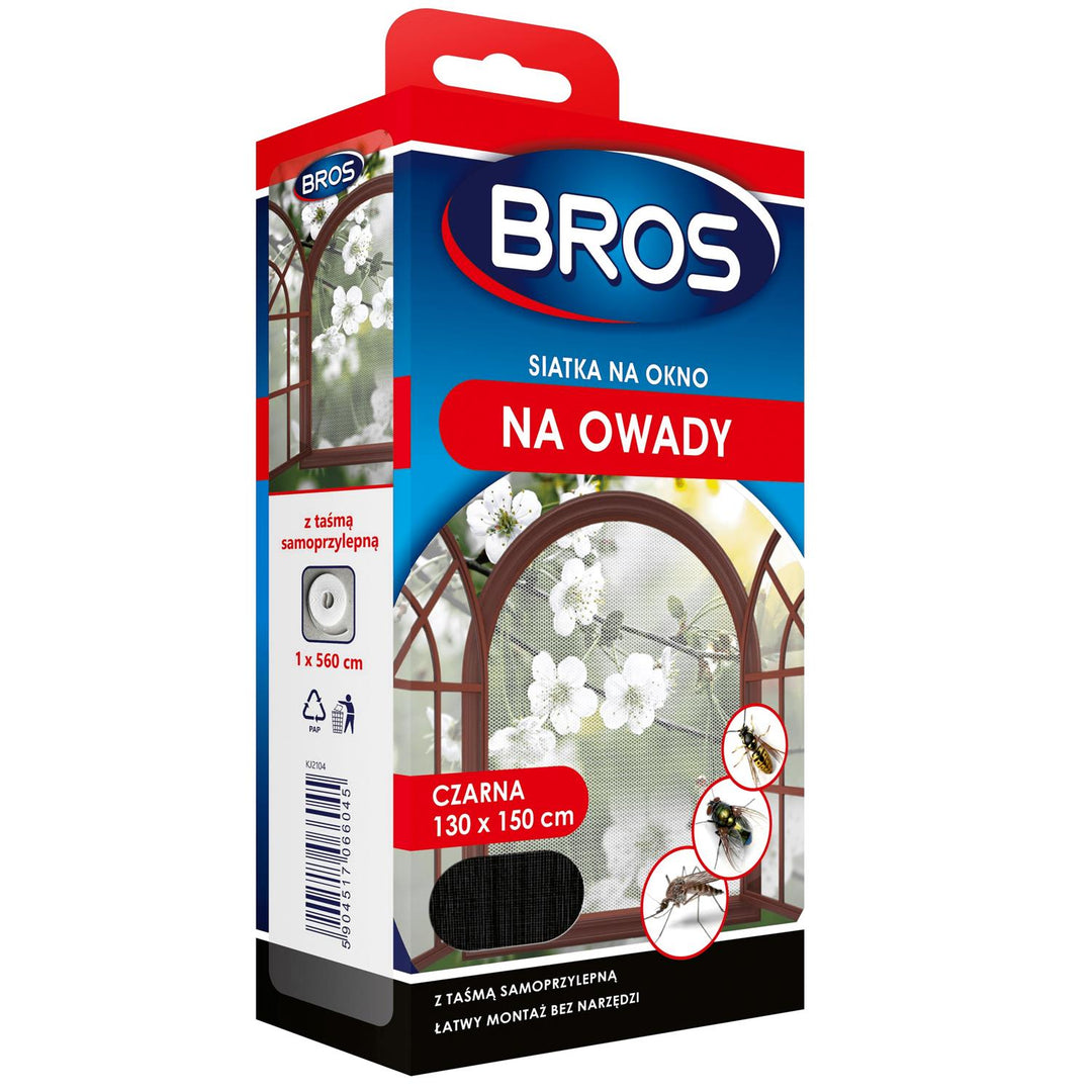 Siatka na okno przeciw owadom moskitiera Bros 130x150 czarna