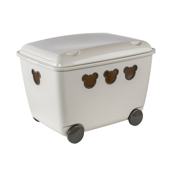 Pojemnik na zabawki na kółkach 55L BranQ Teddy Bear Box - kolor biały