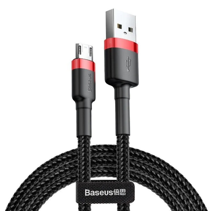 Kabel USB/MicroUSB 2,0m QC3.0 2.4A (CAMKLF-C91) w nylonowym oplocie