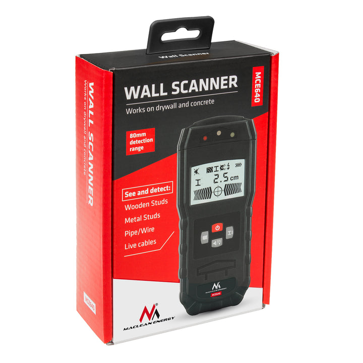 Detektor lokalizator wykrywacz kabli, metalu w ścianach Maclean Energy MCE640