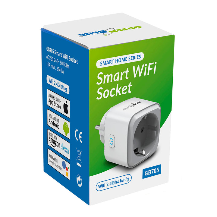 Zdalnie sterowane gniazdko WiFi Android iOS Alexa Google Home timer GreenBlue GB705 max 3840W