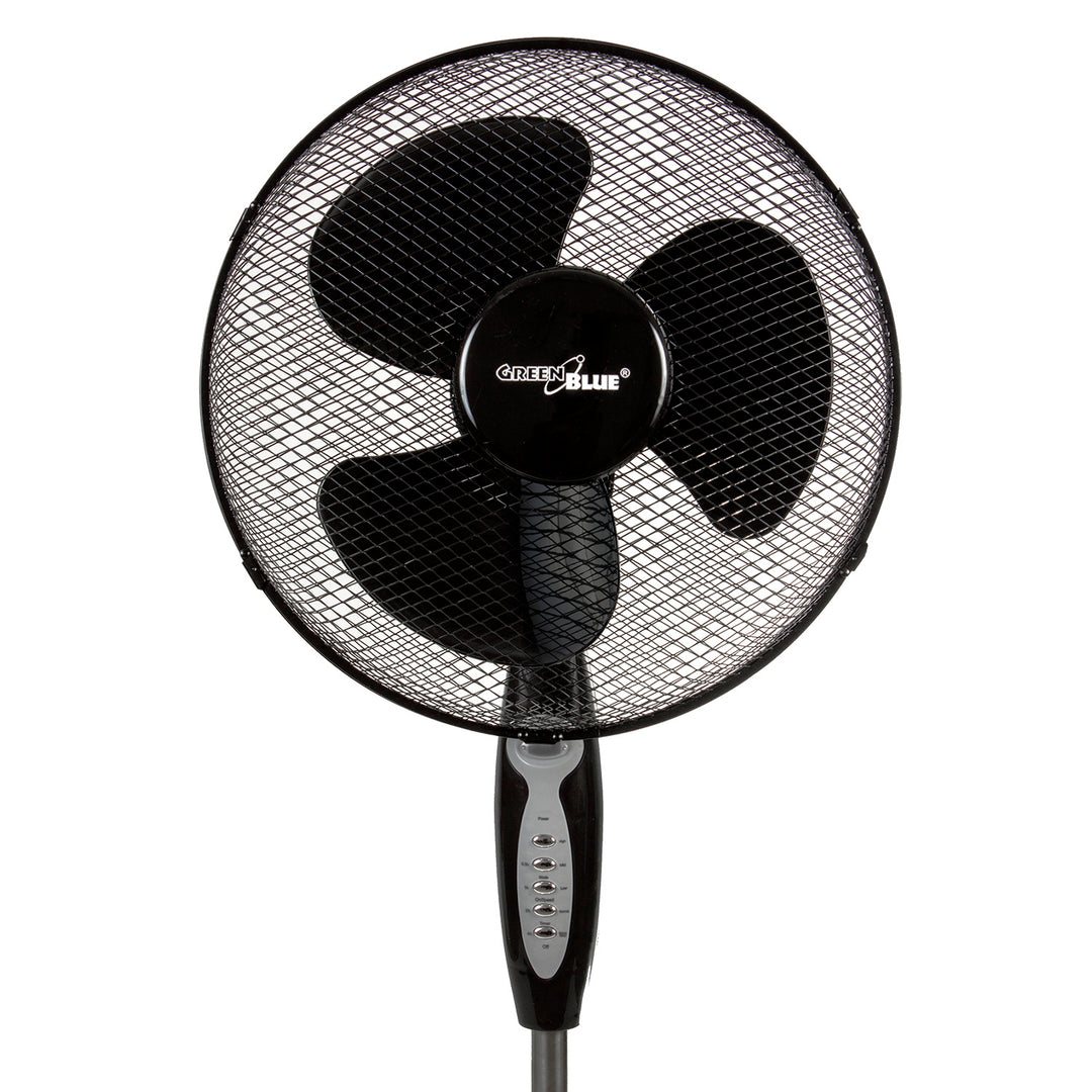 Wentylator podłogowy GreenBlue 40W z 3 poziomami siły nawiewu 1.25m wysokości 1,5m przewodu z pilotem i timerem do 7,5h GB580