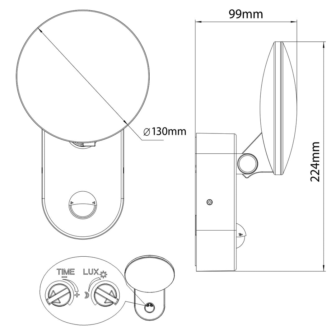 Ścienna lampa LED z czujnikiem PIR Maclean Energy MCE367 - PC+ALU, 15W (1100lm) Neutral White 4000K IP65 szara