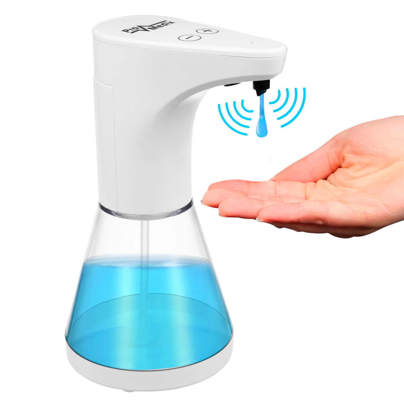 Automatyczny dozownik pojemnik dyspenser do płynnych mydeł, płynów dezynfekujących oraz żeli Promedix PR-530 480ml na 4 baterie AA