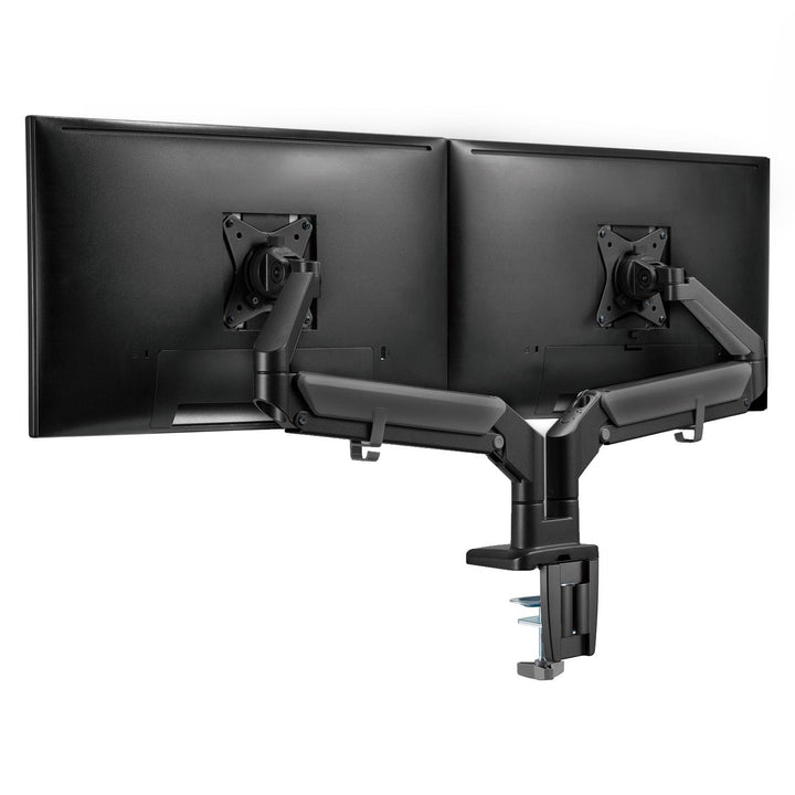 Uchwyt biurkowy do monitora podwójne ramię matowy czarny Ergo Office, ze sprężyną gazową, 17"-32", 9 kg, 2x USB 3.0, ER-406B