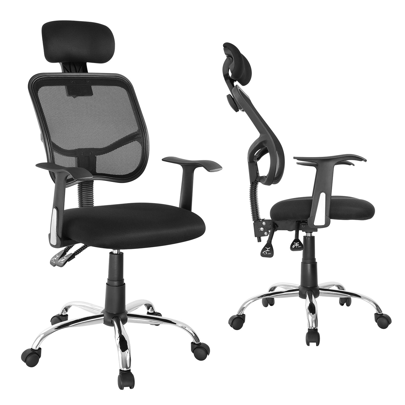 Siatkowe ergonomiczne krzesło biurowe z wysokim oparciem, regulowany zagłówek, max 150kg Ergo Office ER-413
