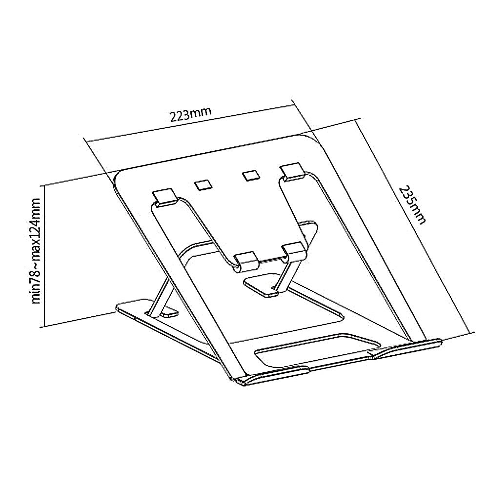 Aluminiowa ultra cienka składana podstawka pod laptopa Ergo Office, czarna, pasuje do laptopów 11-15'', ER-416 B