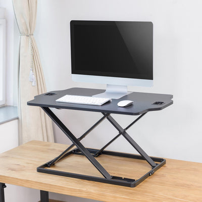 Ultracienki konwerter biurkowy podstawka do pracy na siedząco lub stojąco Ergo Office, czarna, ze sprężyną gazową, max 10kg, ER-419