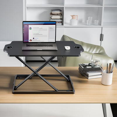 Ultracienki konwerter biurkowy podstawka do pracy na siedząco lub stojąco Ergo Office, czarna, ze sprężyną gazową, max 10kg, ER-419