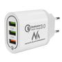 Ładowarka sieciowa 1xQC 3.0 Maclean Energy MCE479 W - biała Qualcomm Quick Charge QC 3.0 - 3.6-6VV/3A, 6-9V/2A, 9-12V/1.5A i 2 gniazda 5V/2.1A