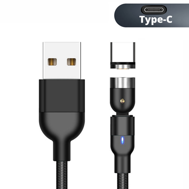 Magnetyczny kabel USB C 3w1 - 1m kątowy Maclean Energy  MCE474  w kolorze czarnym, wspiera Fast Charging 9V/2A,  5V/3A, nylonowy oplot,