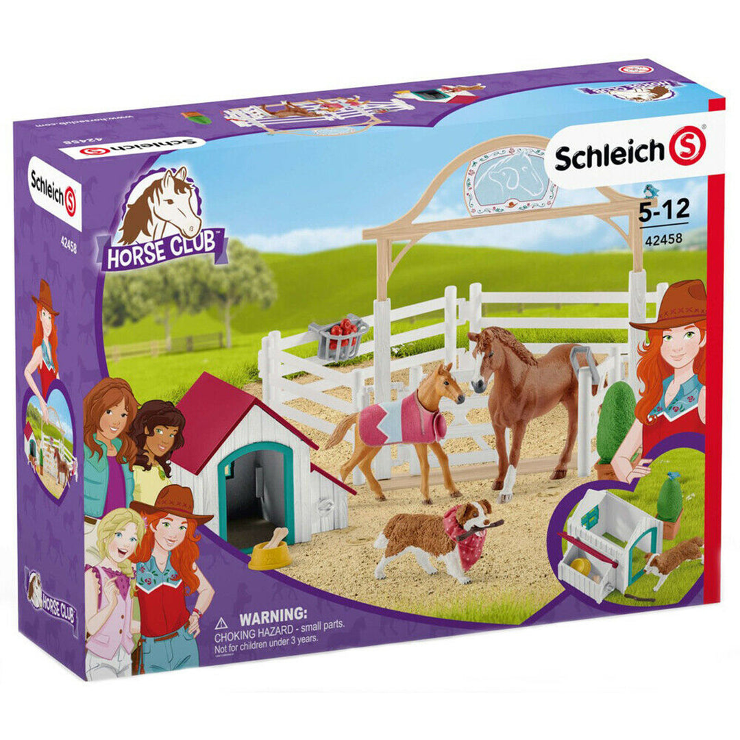 Zestaw Schleich Horse Club 42458 Zagroda z końmi, psem i budą