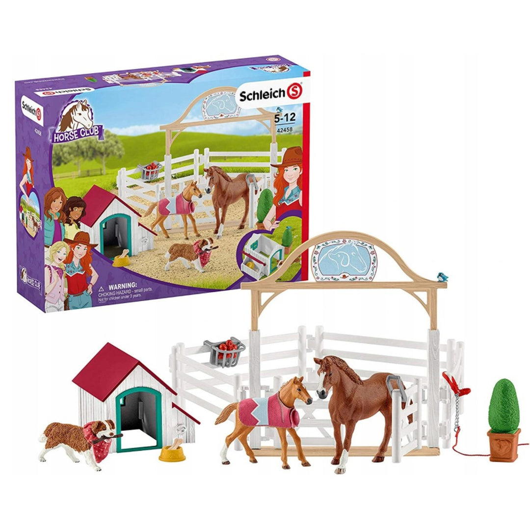 Zestaw Schleich Horse Club 42458 Zagroda z końmi, psem i budą