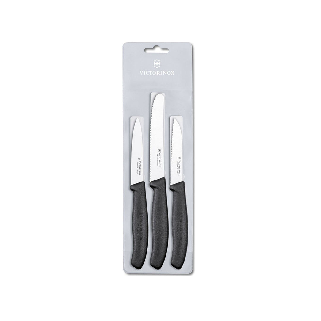 Zestaw 3 czarnych noży kuchennych Victorinox Swiss Classic 6.7113.3