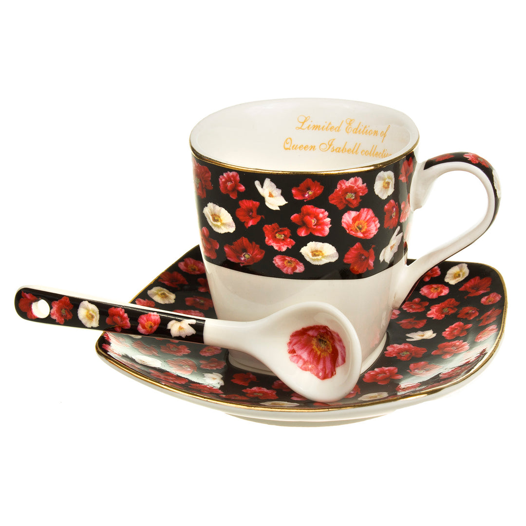 Zestaw filiżanki porcelana do espresso ze spodkiem Queen Isabell