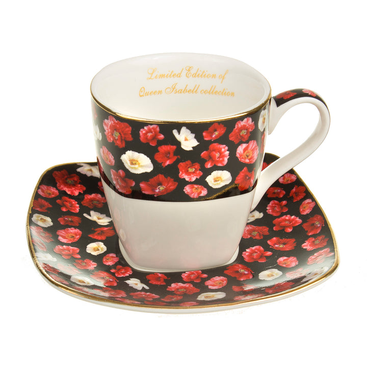 Zestaw filiżanki porcelana do espresso ze spodkiem Queen Isabell