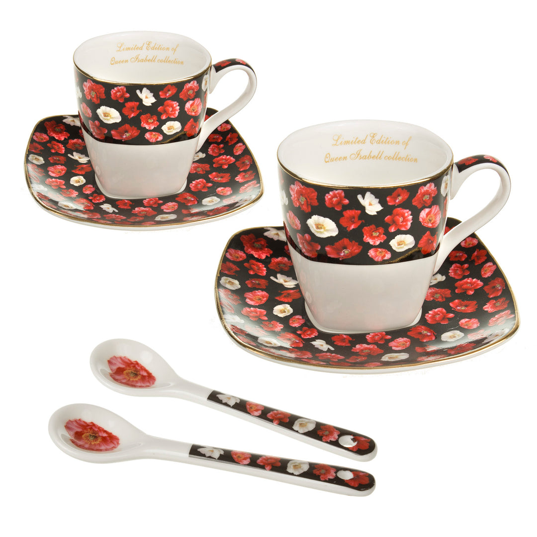 Zestaw filiżanki porcelana do espresso ze spodkiem Queen Isabell