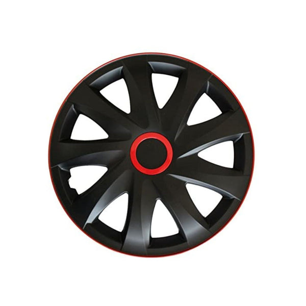 Komplet kołpaków 14" Kando RACE czarno czerwone 4 sztuki