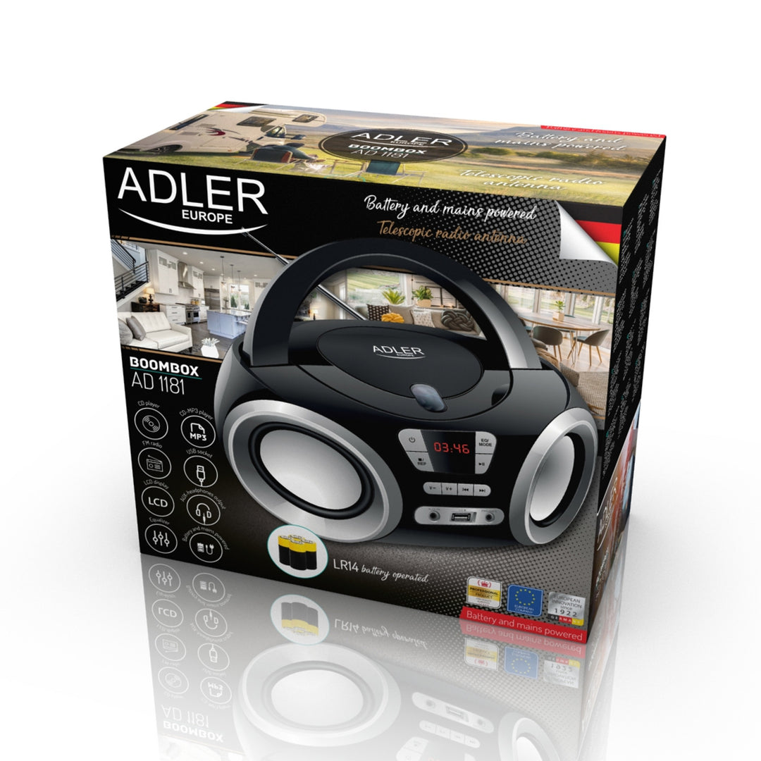 Boombox CD-MP3, USB, Radioodtwarzacz Adler AD 1181