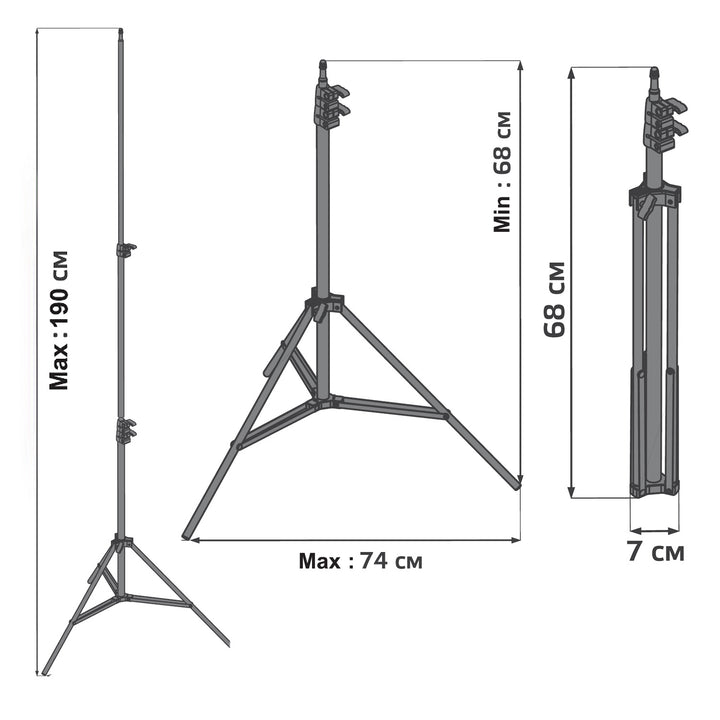 Statyw do lampy pierścieniowej LED 12" Maclean MC-163, max. wysokość 190cm, max. obciążenie 3kg