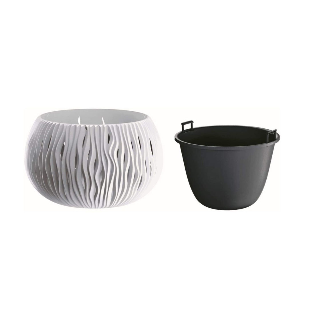 Doniczka z wkładem Prosperplast Sandy Bowl DSK240 biała