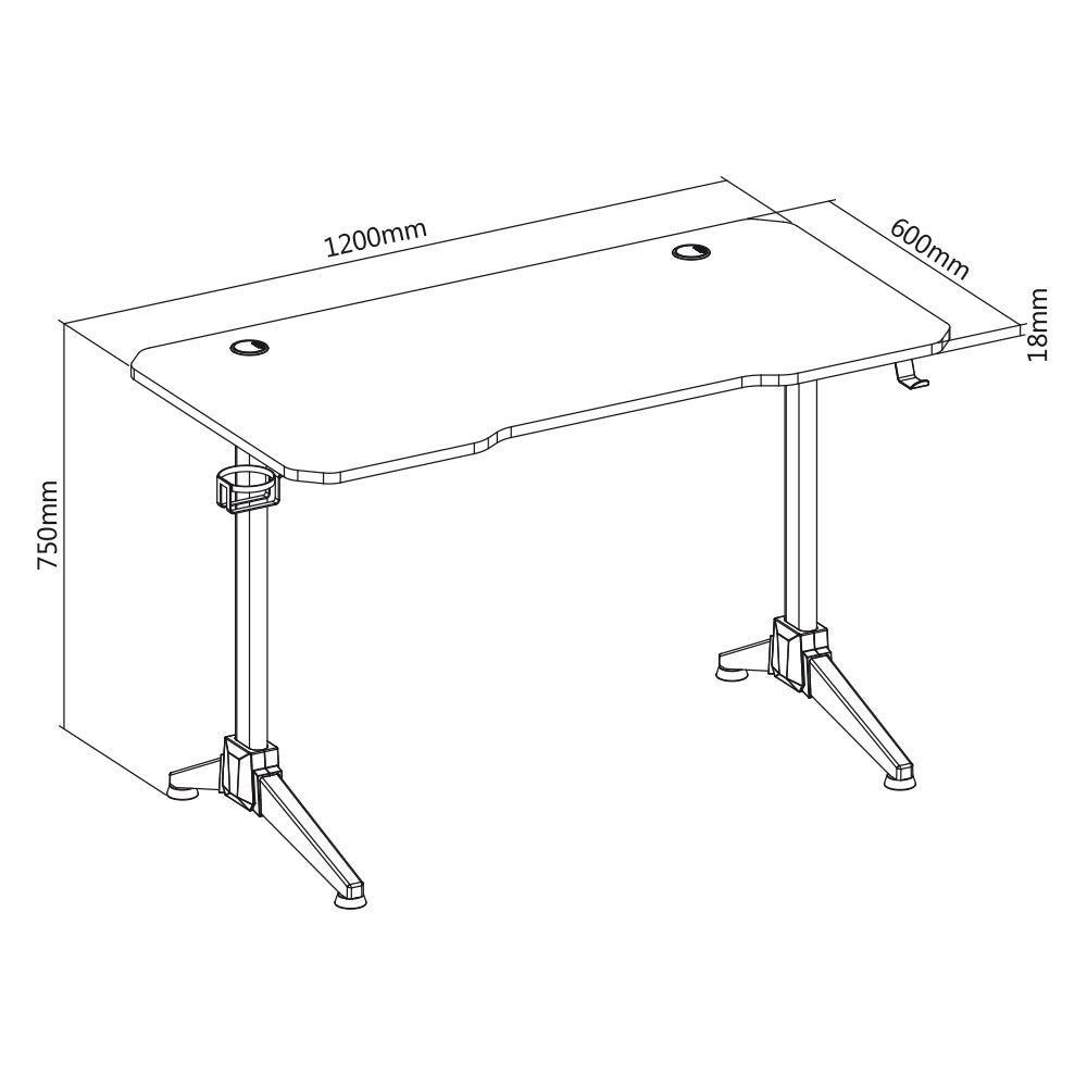 Biurko gamingowe czarno-czerwone NanoRS 100kg max, wysokość 750mm, podświetlenie LED RGB, RS701