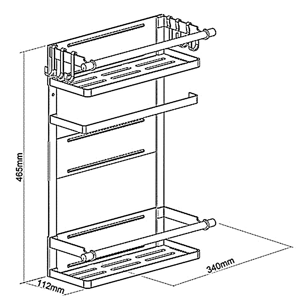 Magnetyczna półka na lodówkę / pralkę Maclean, czarna, 12kg max, MC-910