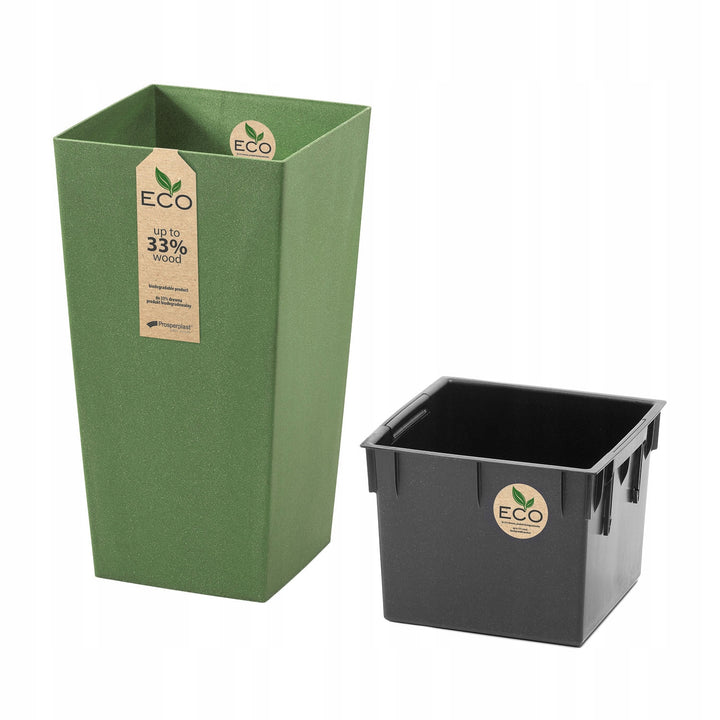 Doniczka z wkładem Prosperplast Urbi Square Eco zielona DURS200W-2262U