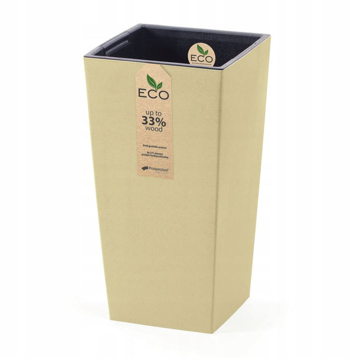 Doniczka z wkładem Prosperplast Urbi Square Eco kremowa DURS200W-CY728
